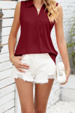 Turndown Collar Plain Tank Top