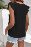 Colorful Lace Edge V Neck Flutter Sleeves Tank Top