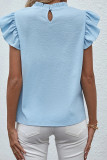 Plain Frilled Collar Flutter Sleeves Blouse