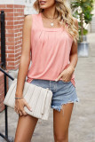 Plain Square Neck Ruched Tank Top