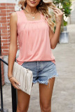 Plain Square Neck Ruched Tank Top