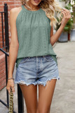 Sleeveless Halter Eyelet Tank Top