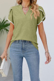 Plain V Neck Tulip Sleeves Top