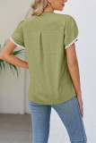 Plain V Neck Tulip Sleeves Top
