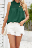 Swiss Dot Ruched Sleeveless Tank Top