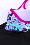 Black Geometric Printed Lined Tankini Swimsuit