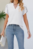 Plain V Neck Tulip Sleeves Top