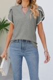 Plain V Neck Tulip Sleeves Top