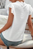 Plain Frilled Collar Flutter Sleeves Blouse