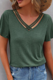Crisscross Straps Plain Ruffle Top