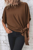 Twist Knot Plain Batwing Sleeves Blouse