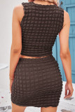Plain Sleeveless Top and SHort Dress 2PCS Set
