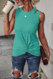 Plain Cut Out Twist Knot Tank Top