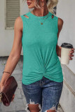 Plain Cut Out Twist Knot Tank Top