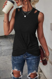 Plain Cut Out Twist Knot Tank Top