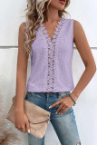 V Neck Jacquard Eyelet Tank Top
