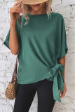 Twist Knot Plain Batwing Sleeves Blouse