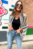 Multicolor Fish-Scale Half Sleeves Knit Sheer Kimono