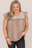Multicolor Floral Embroidered Short Sleeve Plus Size Top