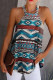 Blue Aztec Print Halter Tank Top