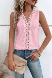V Neck Jacquard Eyelet Tank Top