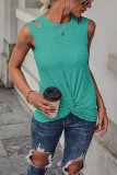 Plain Cut Out Twist Knot Tank Top