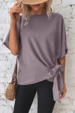 Twist Knot Plain Batwing Sleeves Blouse