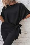 Twist Knot Plain Batwing Sleeves Blouse