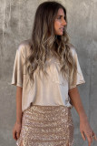Apricot Chest Pocket Loose Fit Short Sleeve T Shirt