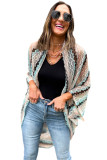 Multicolor Fish-Scale Half Sleeves Knit Sheer Kimono