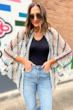Multicolor Fish-Scale Half Sleeves Knit Sheer Kimono