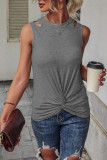 Plain Cut Out Twist Knot Tank Top