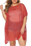 Plus Size Eyelet Beach Cover Up Kimono