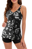 Printed Ruched Tankini Two Piece Set
