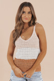 Khaki Striped Knit Color Block Tank Top