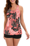 Printed Ruched Tankini Two Piece Set