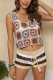 Square Neck FLower Crochet Splicing Crop Top