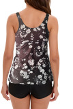 Printed Ruched Tankini Two Piece Set