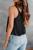 Sequin Glitter Sleeveless Plain Tank Top