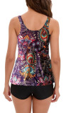 Printed Ruched Tankini Two Piece Set