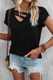 Green V Neck Strappy Petal Sleeves Top