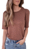 Leopard Spotted Short Raglan Sleeve T Shirt