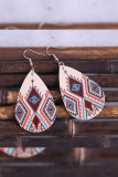 Boho Geometric Print PU Earrings MOQ 5pcs