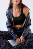 Plain Ribbed Knitting Sleeveless Crop Top