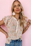 Multicolor Floral Mandarin Collar Top