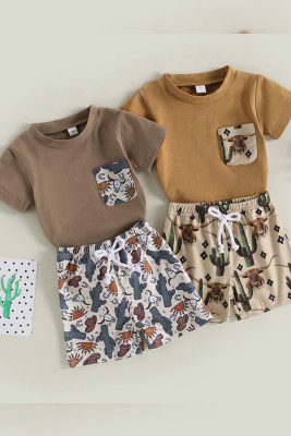 Cactus Western Print Baby Tops and Shorts 2pcs Set