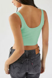 Plain Ribbed Knitting Sleeveless Crop Top