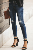 Distressed Ripped Slastic Skinny Jeans