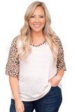 Leopard Splice Ruffle Half Sleeve Plus Size T Shirt
