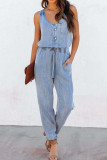Sleeveless Denim One Piece Jumpsuit